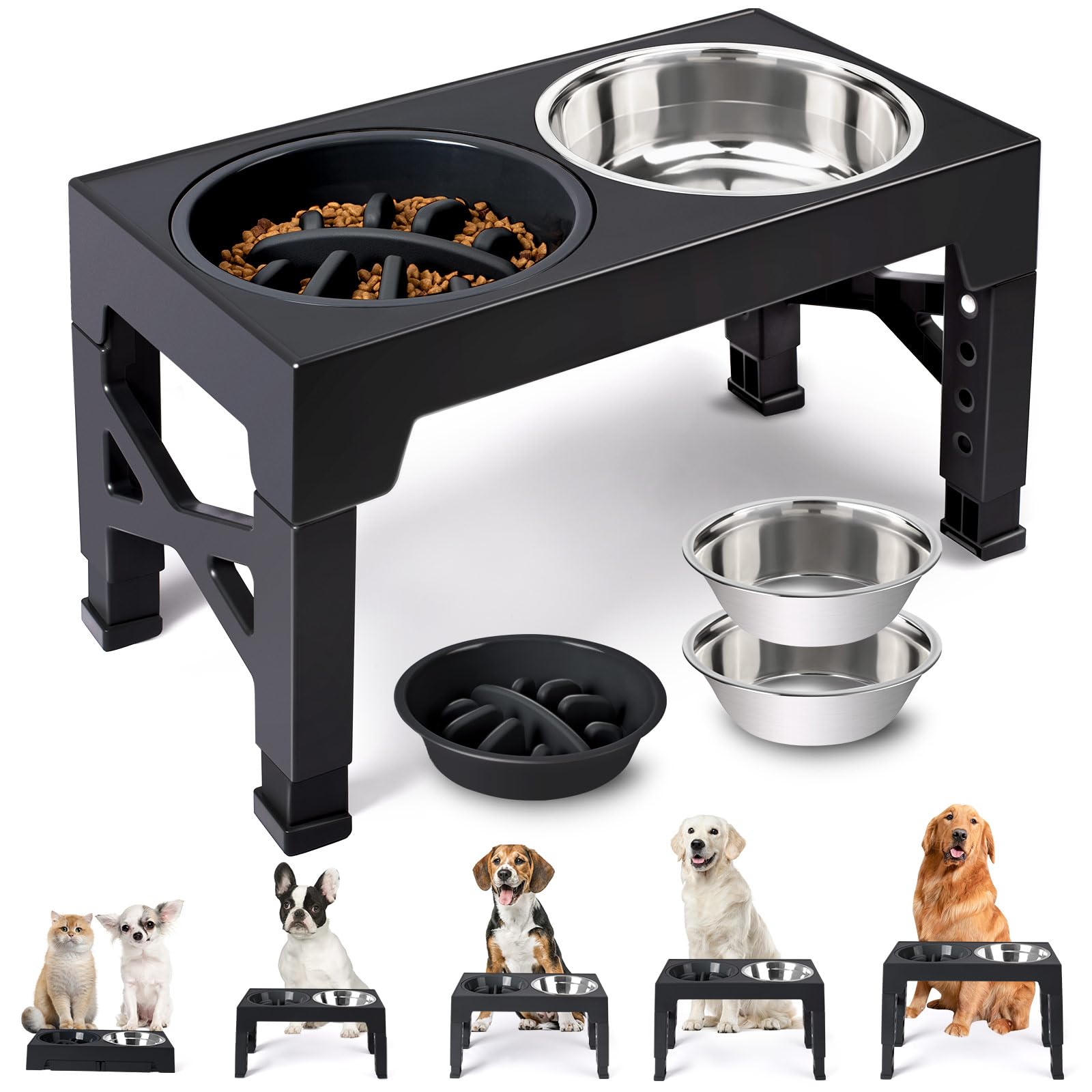 Comedero elevado ajustable (2 bowls)