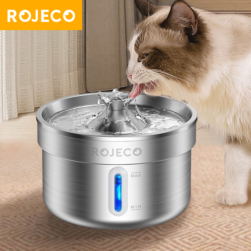 Fuente de agua para gatos (acero, ROJECO)